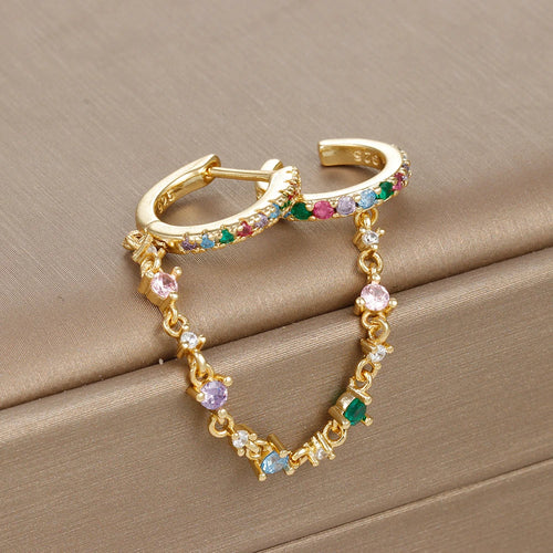 Crystal Chain Drop Earrings Stainless Steel